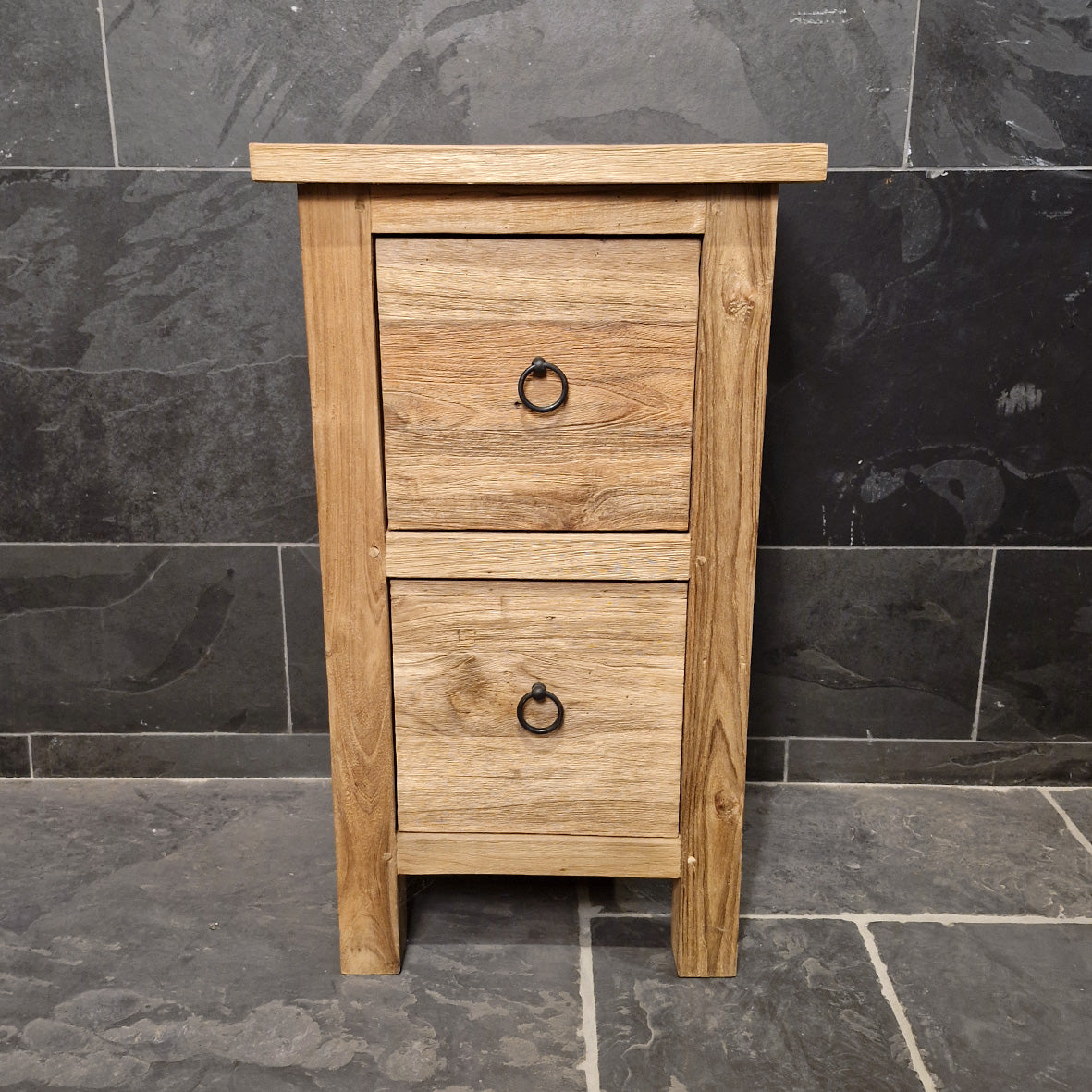 Recycelter Holz Unterschrank von Bantam, Badgestaltung, kompakt und nachhaltig, Modell 3, 46x43x80 cm, natürliche Holzoptik
