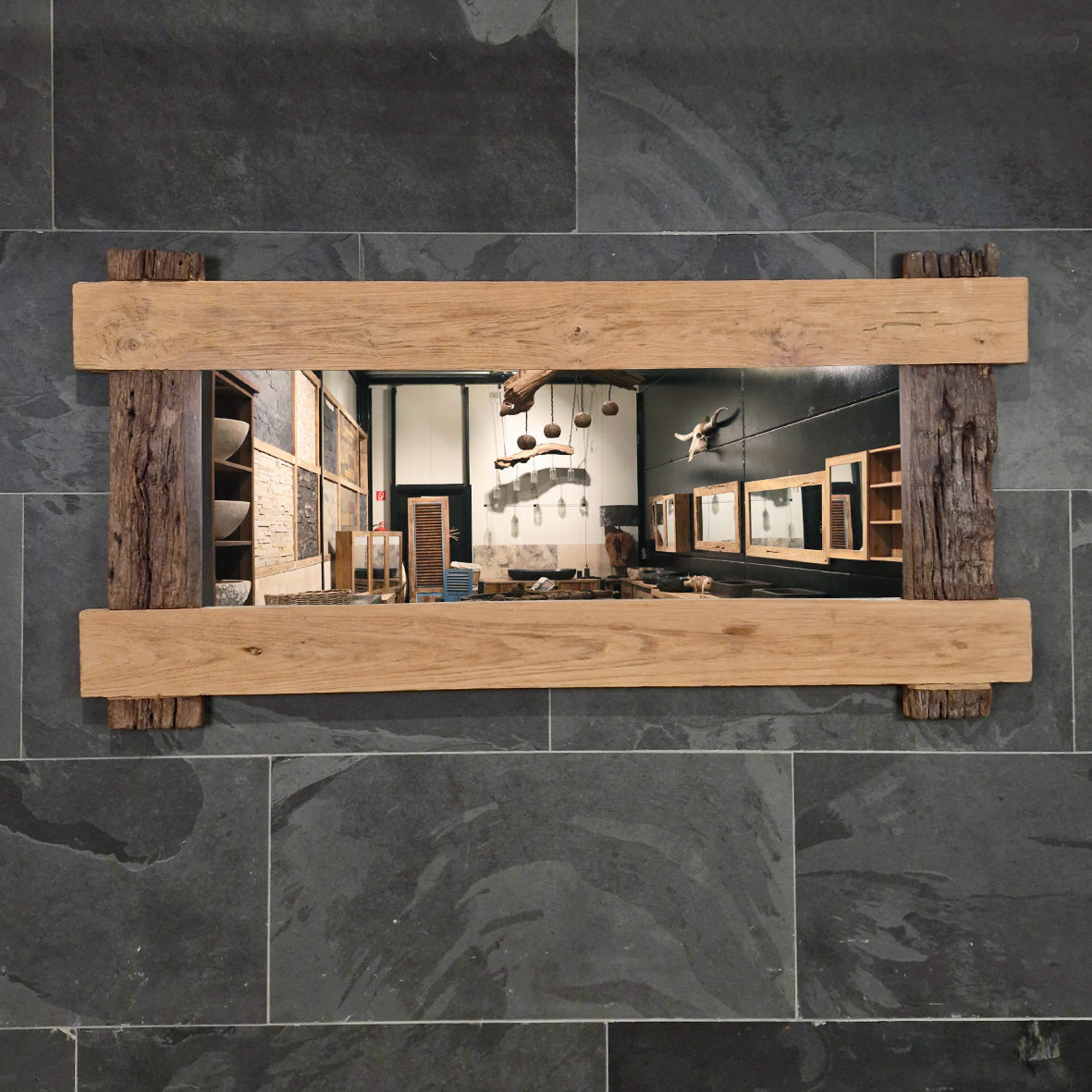 EROSI Spiegel | A12 - 16 | Recyceltes Teakholz | 180 x 80 cm
