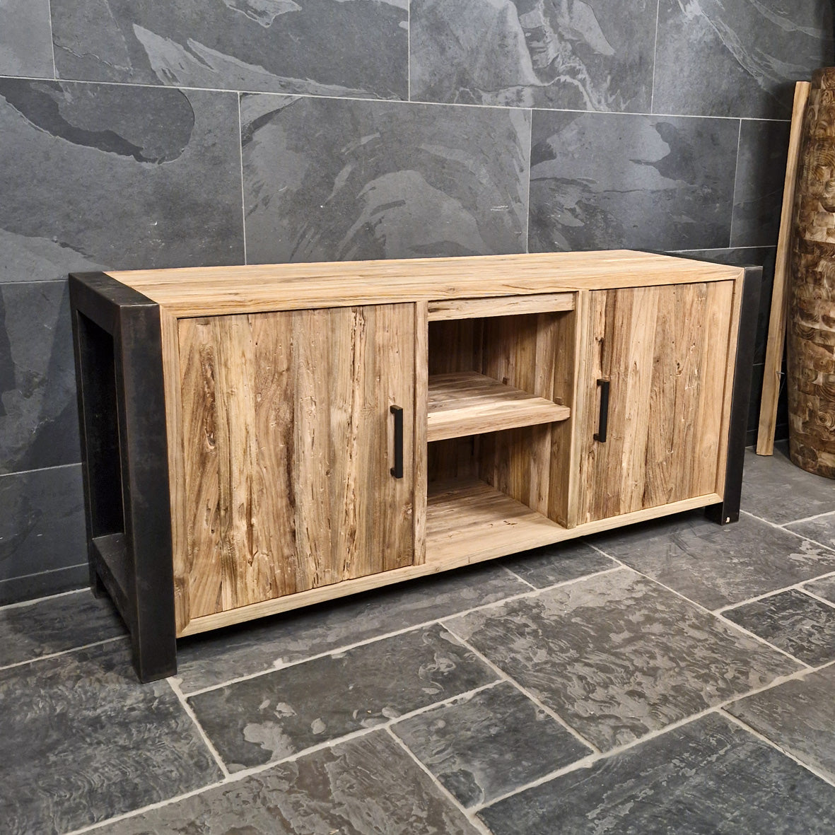 Unterschrank für Bad | Recyceltes Teakholz | 180 x 55 x 80 cm | Model 3