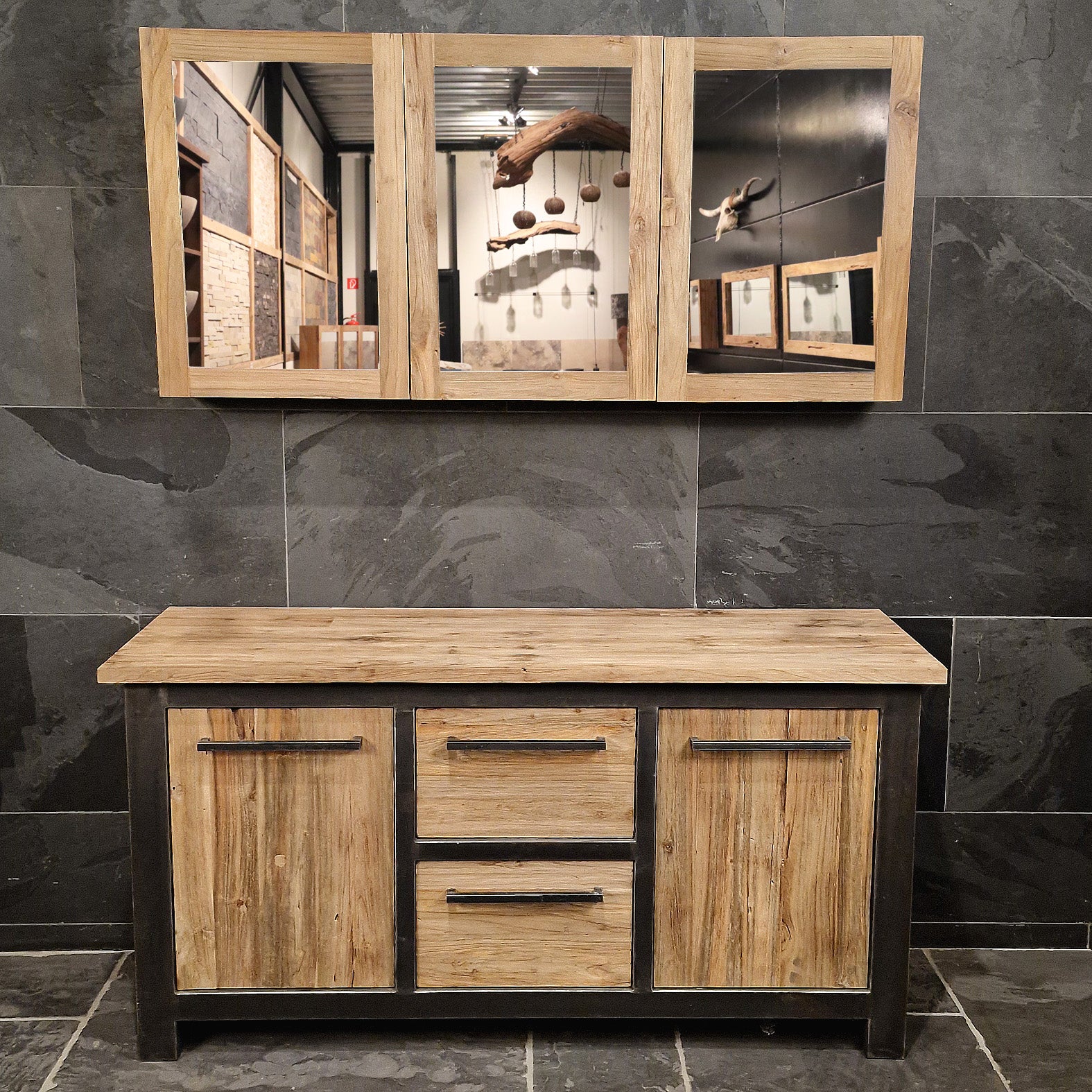 Unterschrank für Badezimmer | Teakholz massiv | Model 8