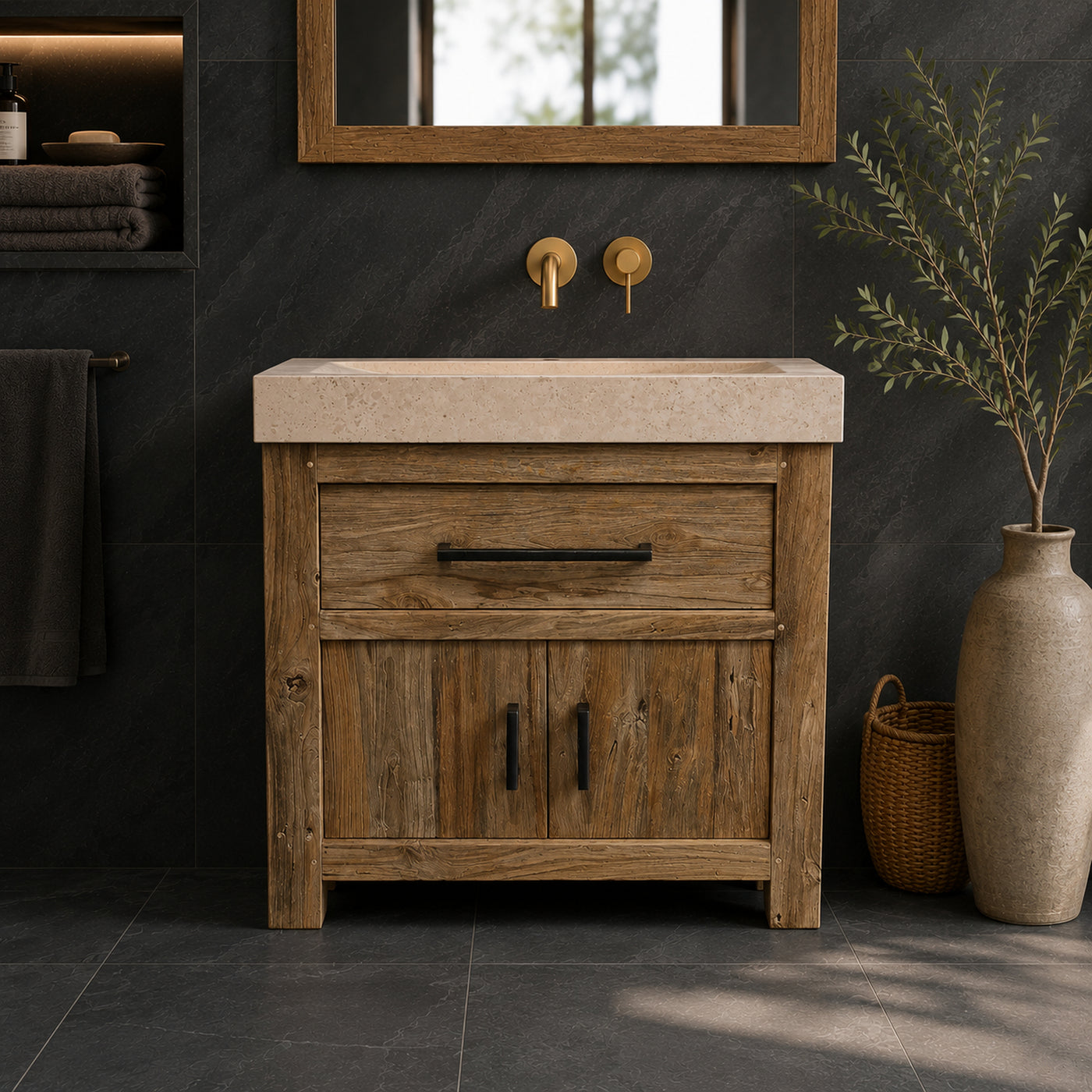 Teakhouten badkamermeubel met wastafel | Tijdloos design