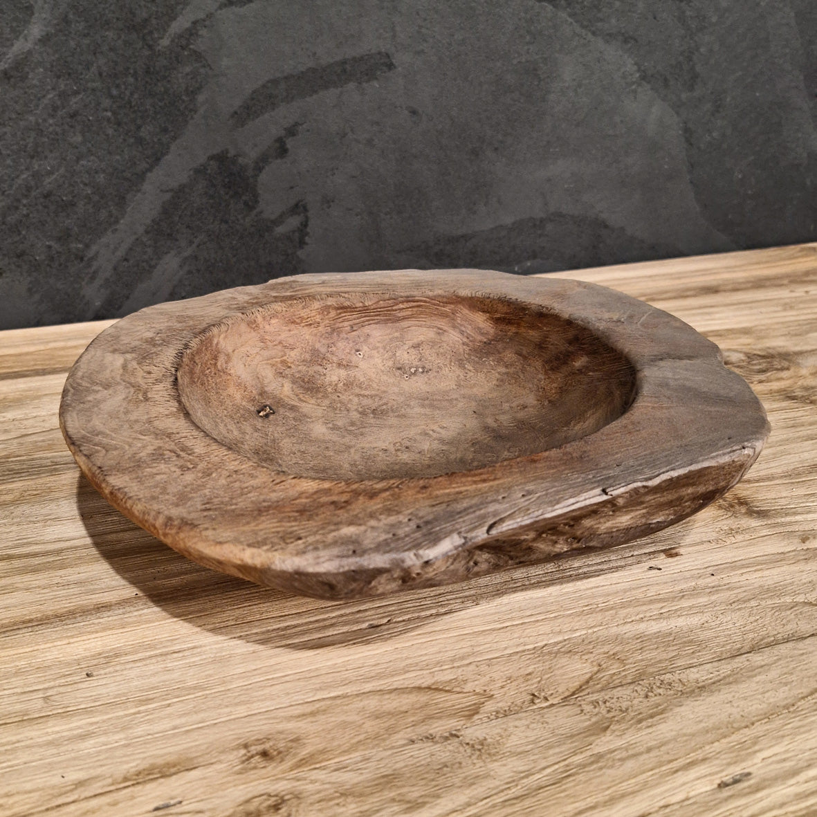 Schale aus Teakholz für Badgestaltung, Maße 29x26x6cm, natürliche Holzoptik, vielseitige Dekorationsmöglichkeit