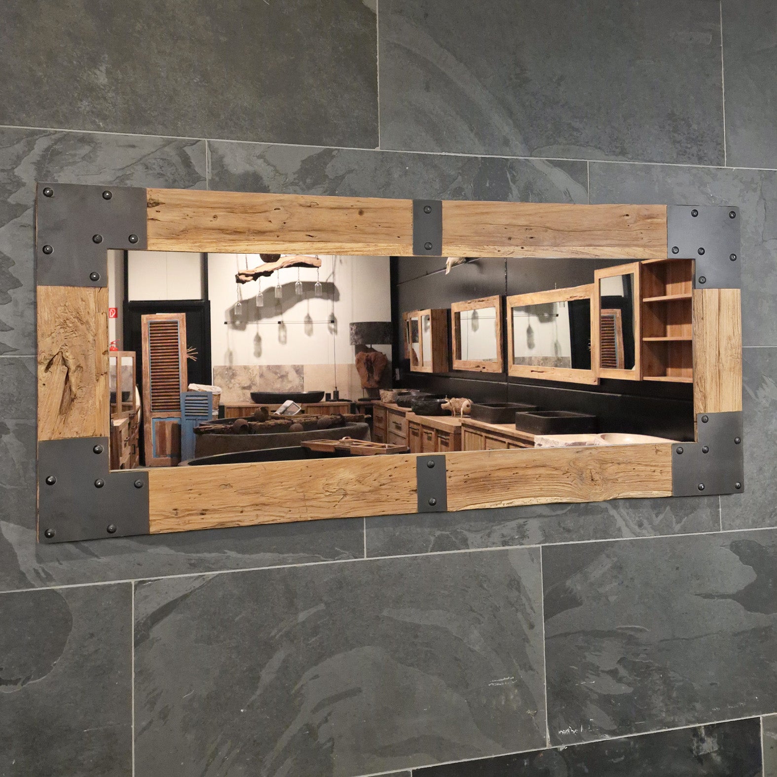 Wandspiegel Badspiegel | S 1-11 | Recyceltes Teakholz | Verschiedene Größen