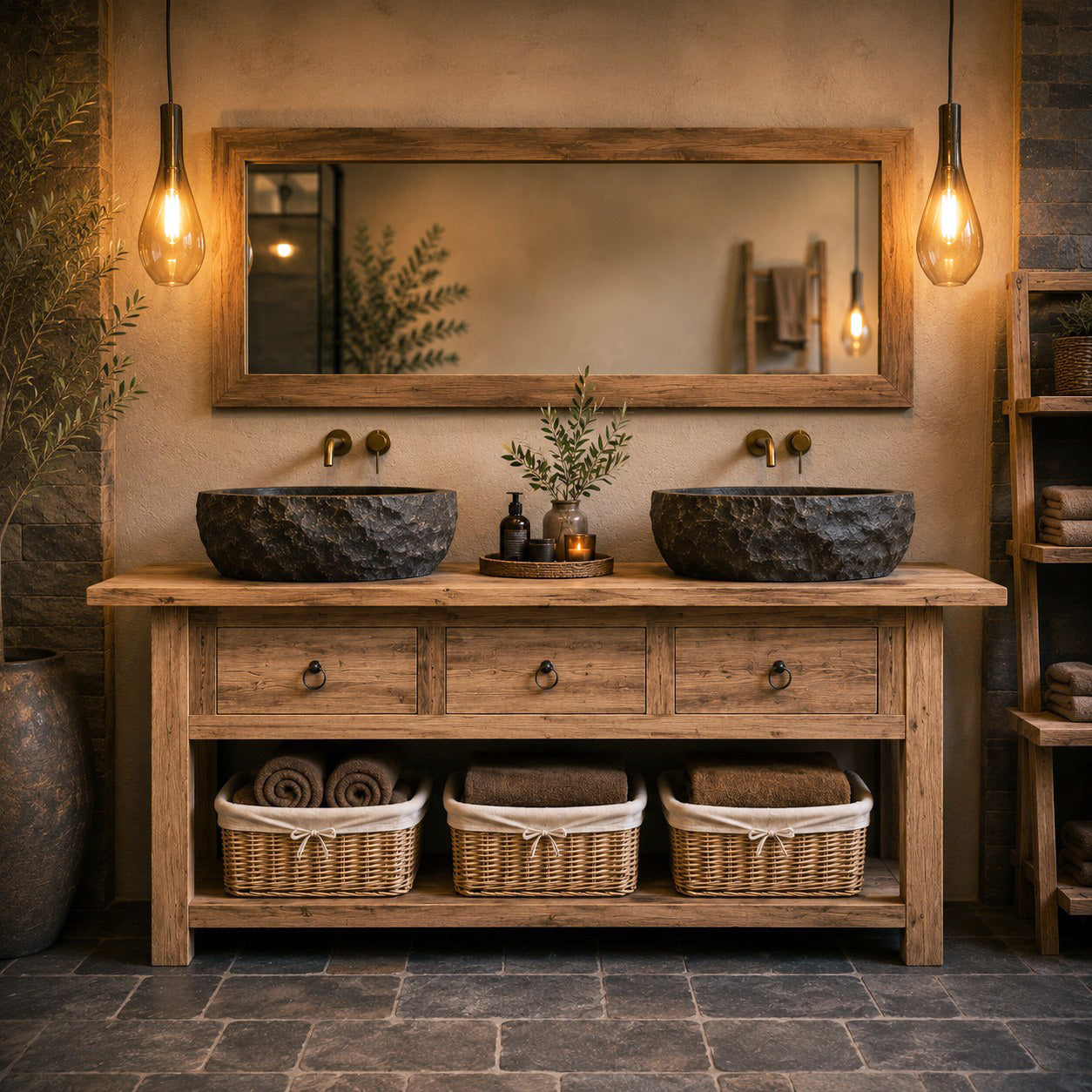 Unterschrank aus Teakholz | 100 x 40 x 80 cm | Badgestaltung