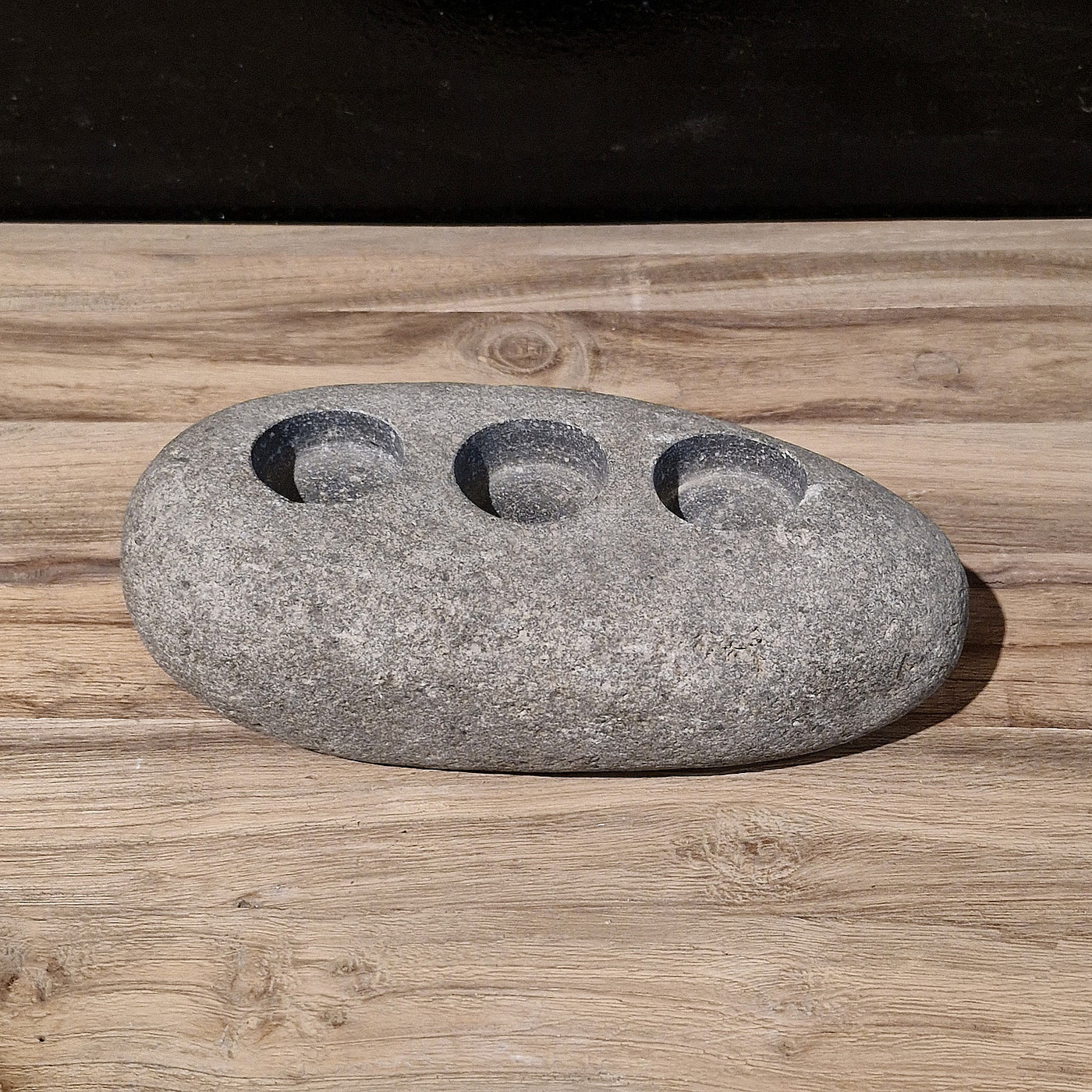 Deko Steine Teelichthalter-Set mit 3 Stück, Badgestaltung, aus Stein, Maße 24x13x7cm, dekorative Lichtspender für Badezimmer