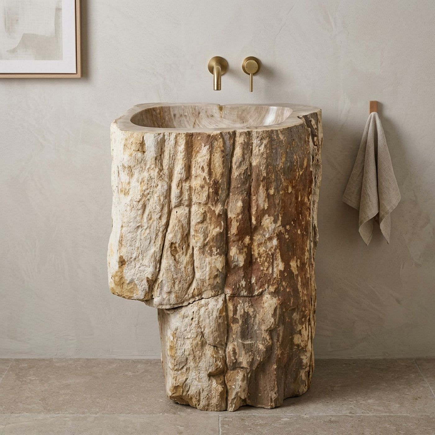 Standwaschbecken Versteinertes Holz | 65 x 55 x 90 cm | Z9 | 65 x 55 x 90 cm | Badgestaltung