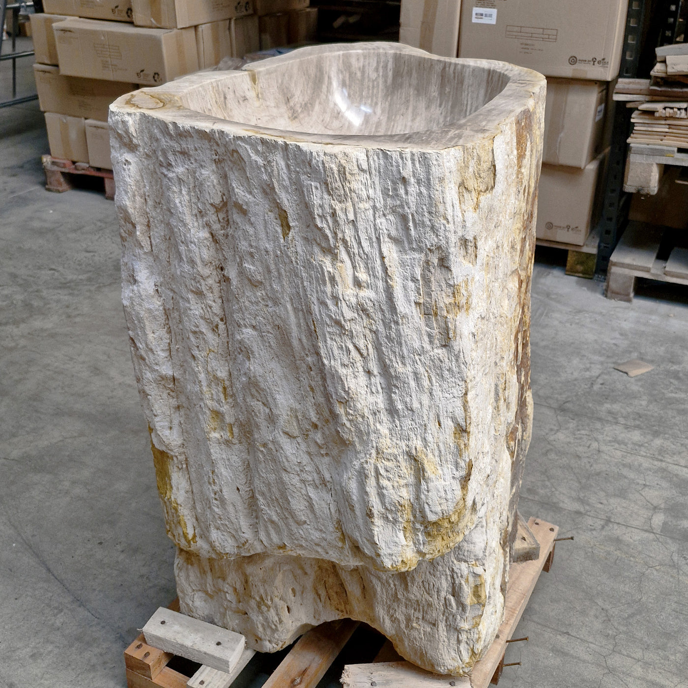 Standwaschbecken Versteinertes Holz | 65 x 55 x 90 cm | O6 - Badgestaltung