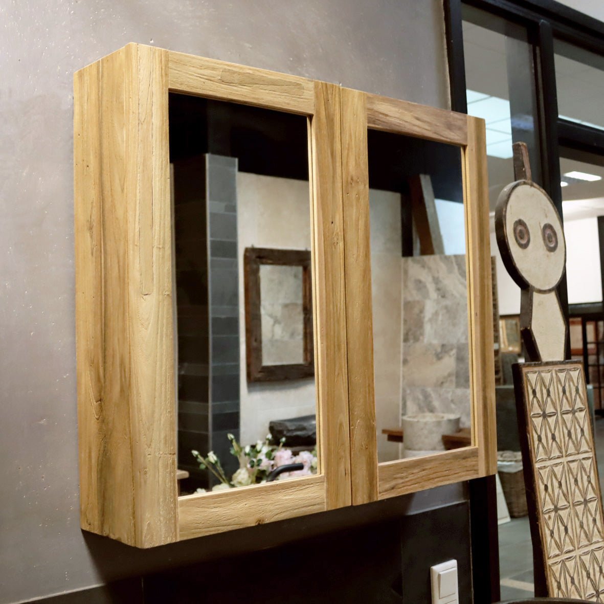 Spiegelschrank Badspiegel | Recyceltes Teakholz | 80, 100, 120 cm x 70 cm