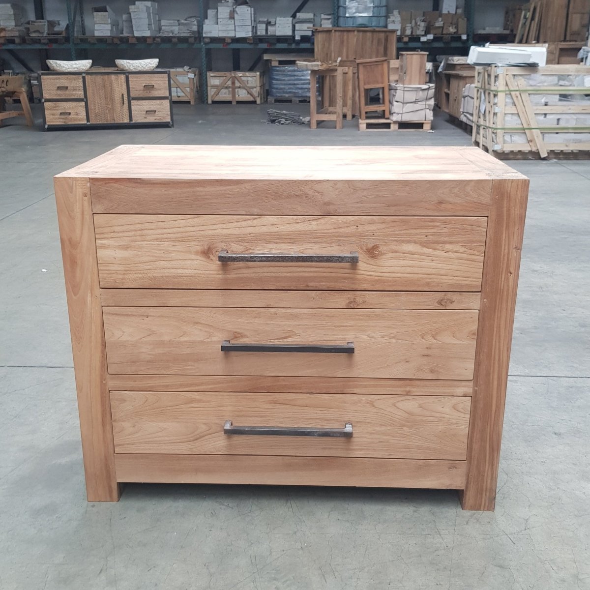 Unterschrank für Badezimmer aus recyceltem Teakholz, 100x55x80 cm, kalimanter Badmöbel für stilvolle Badgestaltung