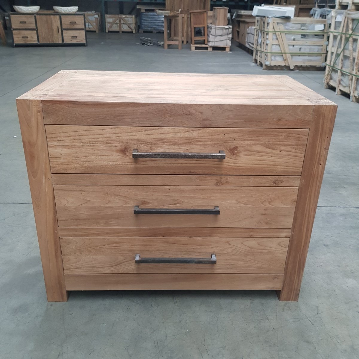 Unterschrank für Badezimmer aus recyceltem Teakholz, 100x55x80 cm, Badgestaltung von Kalimantan, sichtbarer Holzmaserung