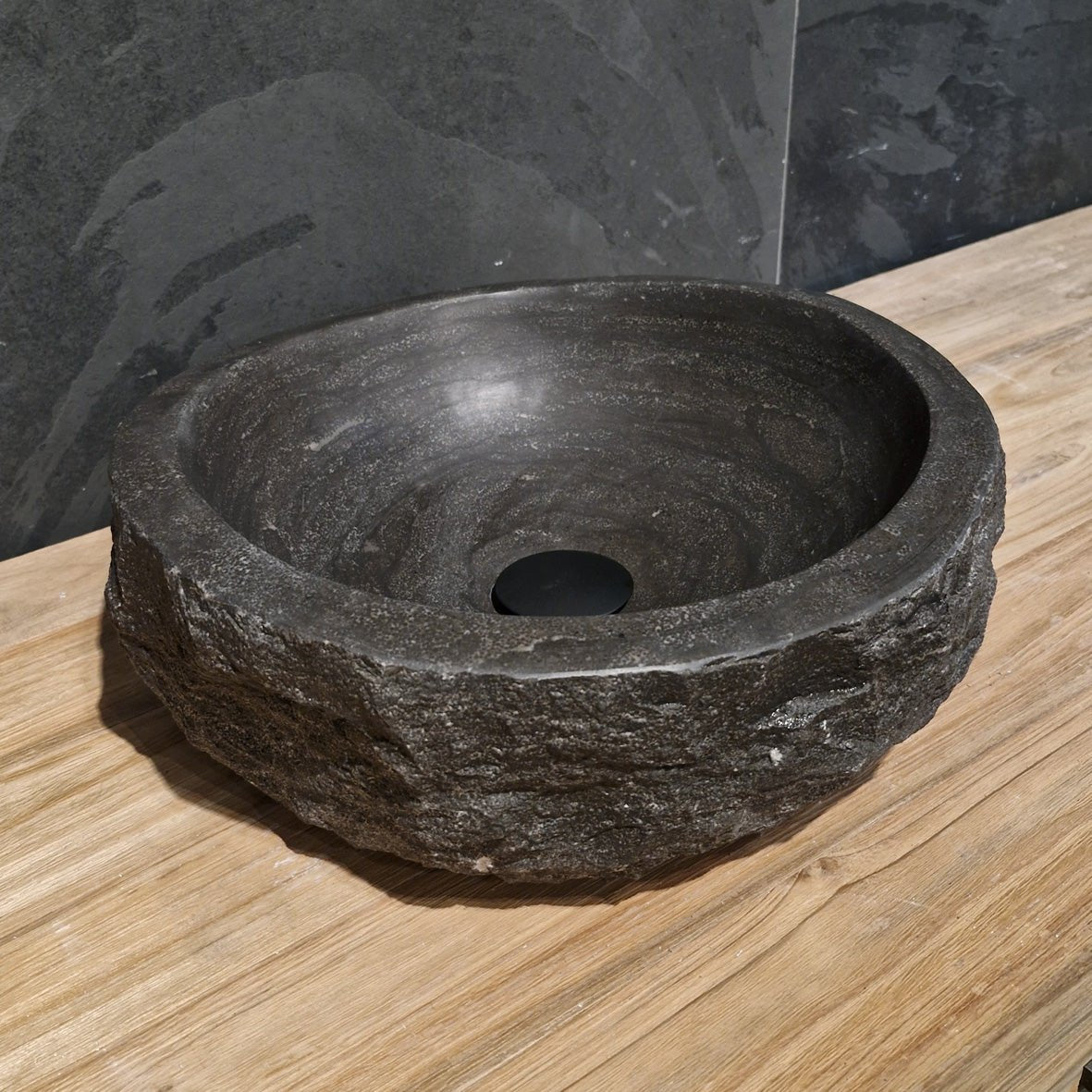 Aufsatzwaschbecken aus grobem Blaustein Naturstein, ca. 768340, für Badgestaltung, verschiedene Größen, von CAIRO