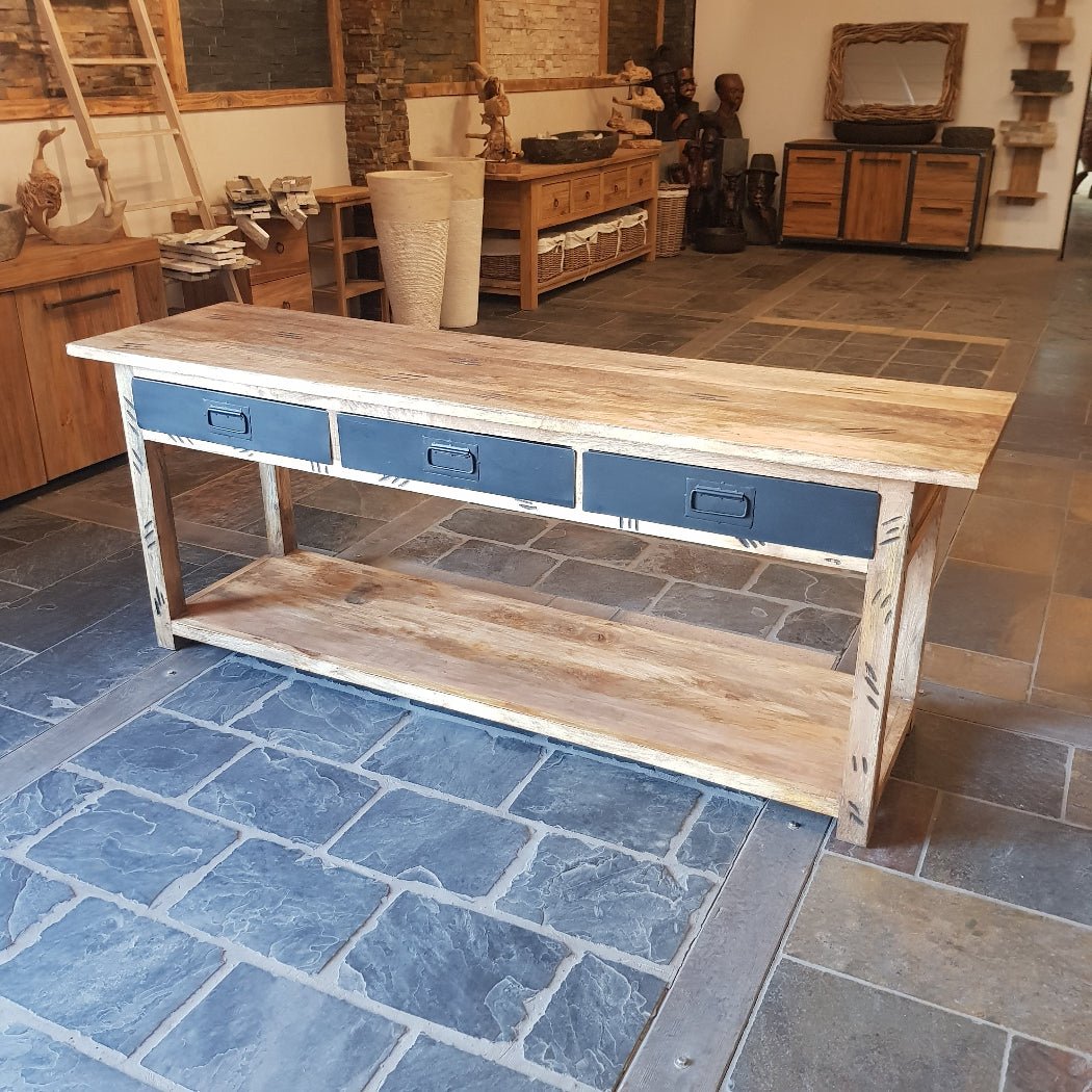 Unterschrank aus recyceltem Teakholz | Rustikales Badmöbel | Model B