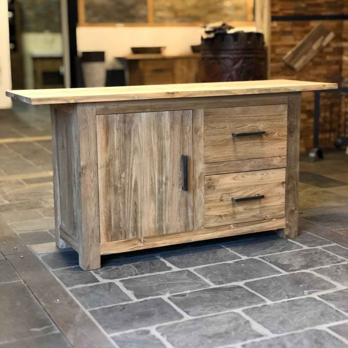 Waschbeckenunterschrank Teak | 160 x 46 x 80 cm | Massivholz | Model 2