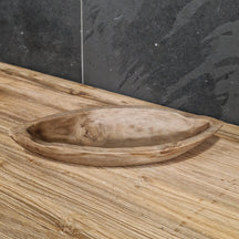 Teak-Altholz Deko-Schale in länglicher oder runder Form, ideal für Badgestaltung, natürliche Holzoptik, von Schale