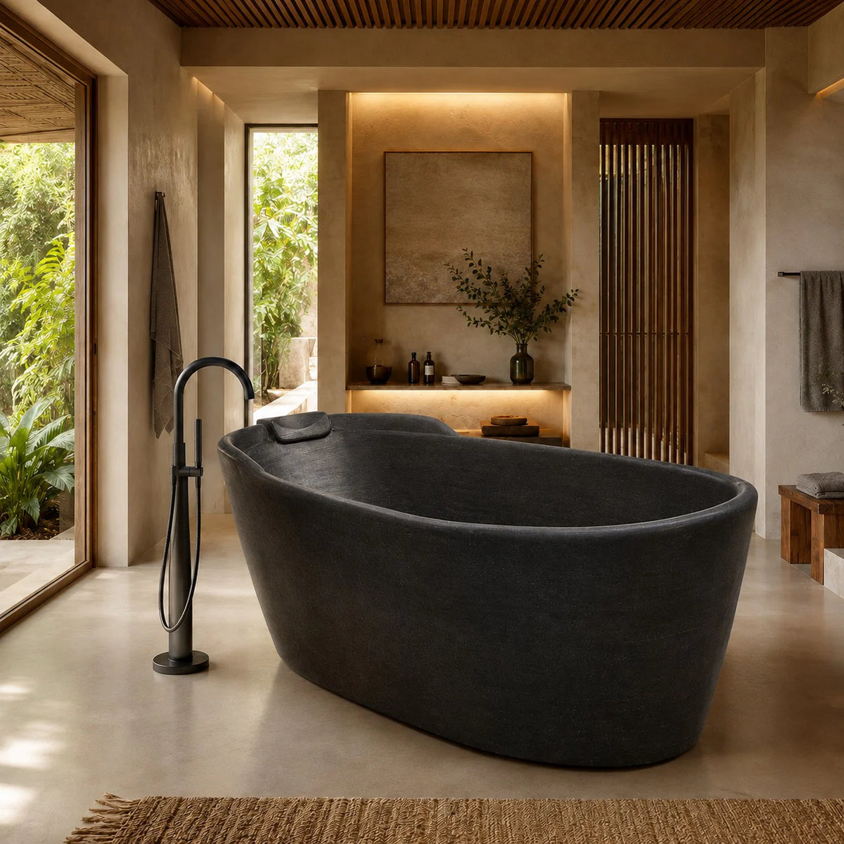 Badewanne freistehend | Blaustein | 180 x 90 x 70 cm | 180 x 90 x 70 cm