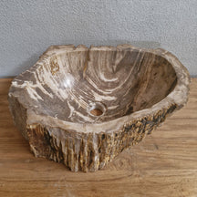Aufsatzwaschbecken aus versteinertem Holz von FOSSIL WOOD, Naturstein, Unikat, 46x34x15 cm für Badgestaltung