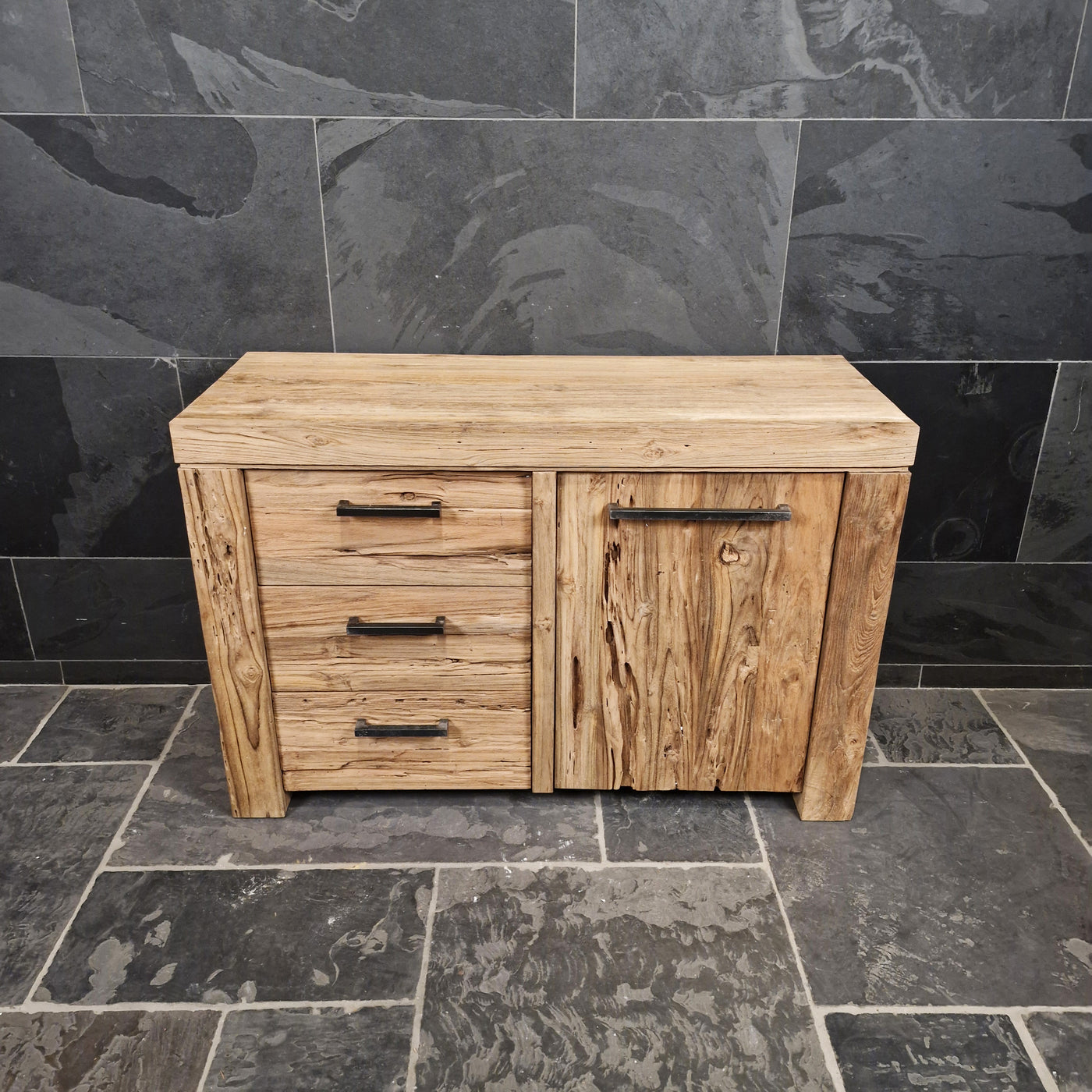 Bali Teakholz Badezimmer-Unterschrank, schlichtes Design, Naturmaterial, rechteckige Form, Badezimmermöbel, Model 2
