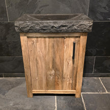 Badezimmermöbel mit Waschtisch, Bantam, in verschiedenen Größen, mit Bilbao Waschtisch in Blaustein grob, modernes Baddesign