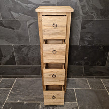 Hochschrank für Badezimmer aus Teakholz, schmal und funktional, Modell 9, von Timor, mit Türen und Stauraum, Badezimmer Badgestaltung