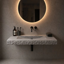 Waschtisch | Silber Travertin | Naturstein | 125 x 55 x 10 cm
