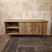 Hängeschrank aus Teakholz für das Badezimmer, natürlicher Badgestaltung, Brunei, 180x55x60cm, stilvoll und robust