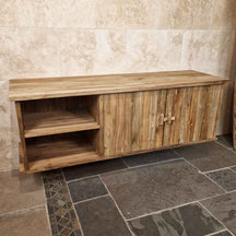 Hängeschrank aus Teakholz für Badezimmer, naturbelassenes Design, von Brunei, 180x55x60cm, moderne Badgestaltung