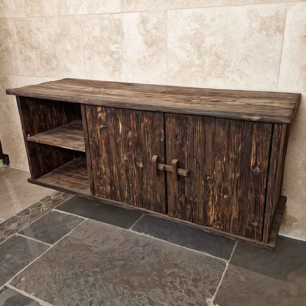 Brunei Teakholz Hängeschrank für Bad, modernes Design, natürliche Holzoptik, 150x50x60cm, für stilvolle Badgestaltung
