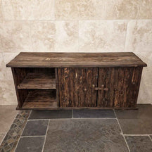 Brunei Teakholz Hängeschrank fürs Bad, natürliches Design, 150x50x60cm, aus gebranntem Holz für stilvolle Badgestaltung