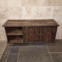 Brunei Teakholz Hängeschrank für Bad, natürliches Design, Burned Wood Optik, Maße 150x50x60cm, moderne Badgestaltung