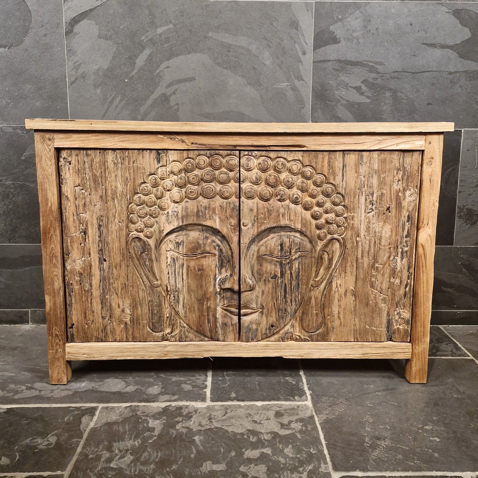 Sample Unterschrank mit Carving Buddha | Recyceltes Teakholz | Buddha 1