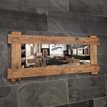 Großer EROSI Spiegel aus recyceltem Teakholz, Badgestaltung, Maße 180 x 80 cm, stilvoll und nachhaltiges Design