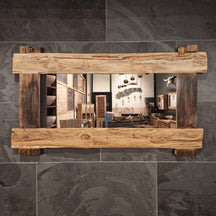 Recyceltes Teakholz Spiegel von EROSI, A5, Badgestaltung, 140 x 80 cm, elegante Wanddekoration für Badezimmer