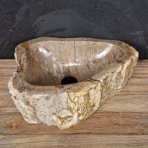 Aufsatzwaschbecken aus versteinertem Holz von FOSSIL WOOD, Naturstein, handgefertigt, 50x37x16 cm, für Badgestaltung