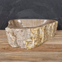 Aufsatzwaschbecken aus versteinertem Holz von FOSSIL WOOD, naturstein, 50x37x16 cm, für Badgestaltung, Unikat