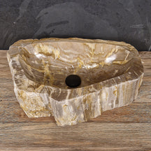 Aufsatzwaschbecken aus versteinertem Holz von FOSSIL WOOD, Naturstein, Unikat, 53x33x15 cm, für Badezimmergestaltung
