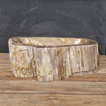 Aufsatzwaschbecken aus versteinertem Holz von Fossil Wood, Naturstein, Unikat, Maße 53x33x15 cm, für stilvolle Badgestaltung