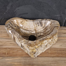 Aufsatzwaschbecken aus versteinertem Holz von Fossil Wood, Naturstein, Unikat, 49x37x15 cm für Badgestaltung