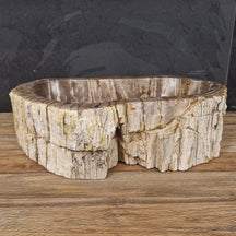 Aufsatzwaschbecken aus versteinertem Holz von FOSSIL WOOD, Naturstein, Unikat, 54x37x15 cm für Badgestaltung
