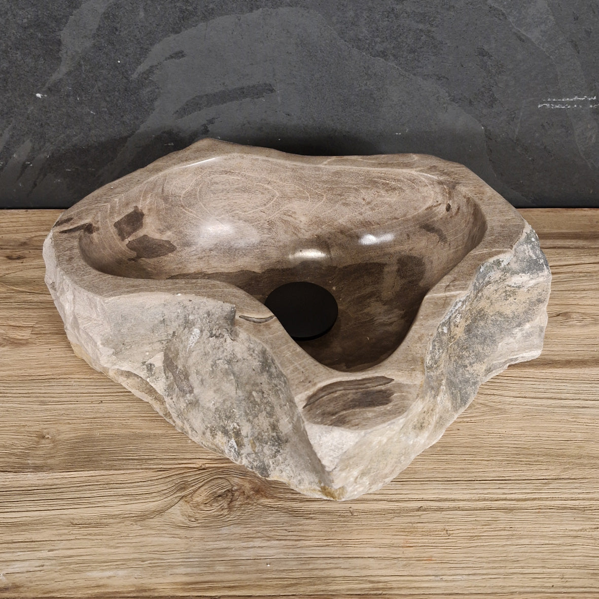 Aufsatzwaschbecken aus versteinertem Holz | Naturstein | Unikate | 40-60 cm