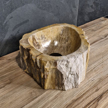 Aufsatzwaschbecken aus versteinertem Holz von Fossil Wood, 34x30x14 cm, naturstein, einzigartiges Design für Badgestaltung