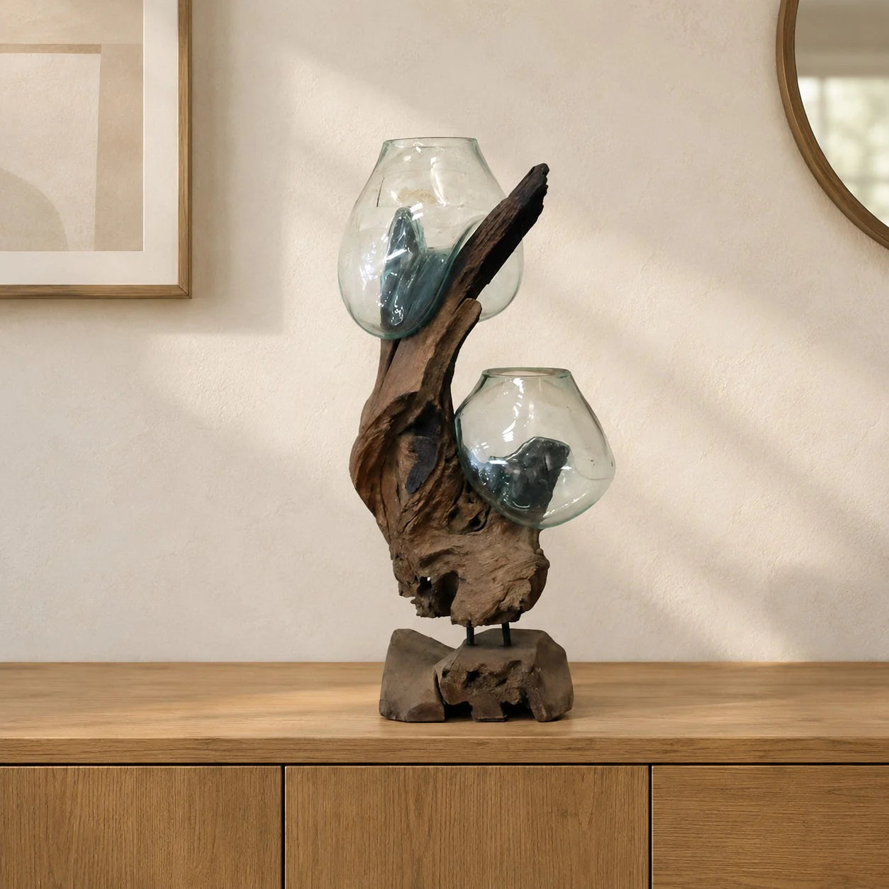 Glasvase | Teak Altholz