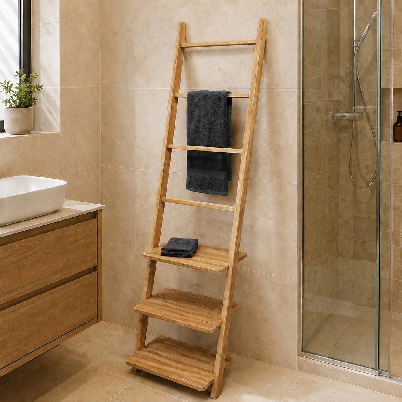 Badaccessoires | Teakholz | 40 x 30 x 190 cm