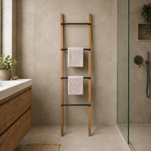 Teakholz Badaccessoire mit Metall | Moderner Natur-Look | 180 cm