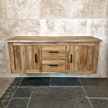 Wandhängeschrank Badezimmer aus recyceltem Teakholz, Jakarta, 150x48x58cm, für stilvolle Badgestaltung.