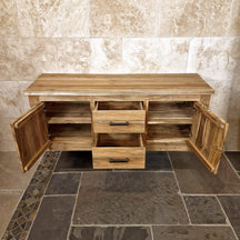 Wandhängeschrank Badezimmer aus recyceltem Massivholz Teak, Jakarta, 150x48x58cm, moderne Badgestaltung