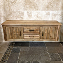 Wandhängeschrank Badgestaltung aus recyceltem Teakholz, Massivholz, mit Griffen, für Badezimmer, 180x48x58cm, Jakarta