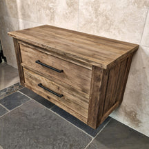 Hängeschrank aus Altholz für Badgestaltung, nachhaltige Badmöbel von Java, 100x45x58cm, rustikaler Holzschrank für das Badezimmer