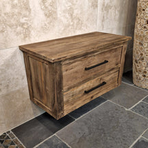 Hängeschrank aus Altholz für Badezimmer, Java Badmöbel, nachhaltige Badgestaltung, 100x45x58 cm, naturbelassenes Holzdesign