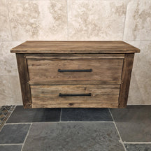 Hängeschrank aus Altholz für Badezimmer, Java Badgestaltung, nachhaltige Badmöbel, rustikale Holzoptik, 100x45x58cm