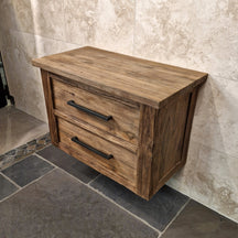 Hängeschrank für Bad aus Altholz, nachhaltige Badgestaltung, Java Marke, 86x45x58cm, naturbelassenes Holz, rustikaler Stil